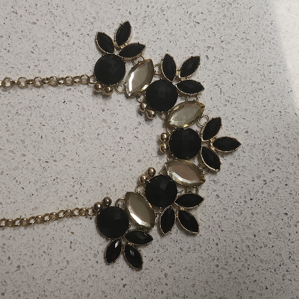 Maurices Black and Gold Fashion Statement Necklace